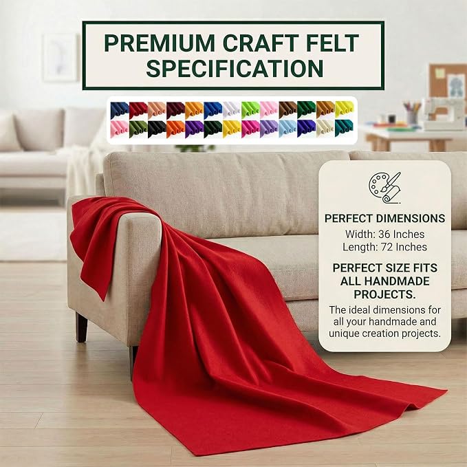 Royal Blue Felt Fabric 36" x 72" 1.6mm Thick Large Craft Sheet | Soft, Flexible