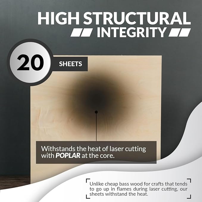 Basswood Sheets for Crafts 1/8 inch, 3mm Plywood Sheets for Laser Cutting