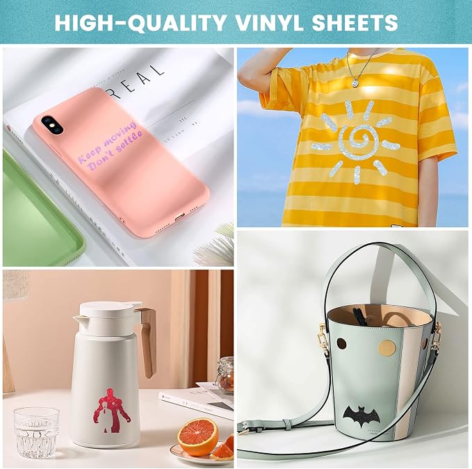 SHARE&CARE Glitter Vinyl Permanent Adhesive Sheets, Women Gift