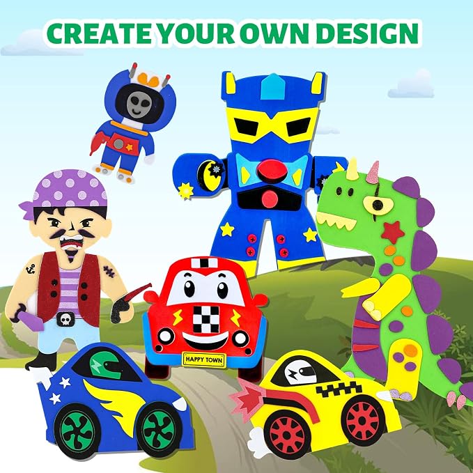 VKPI 4 Pieces EVA Foam Art Crafts Gift Kit, Creative Make Your Own Pirates