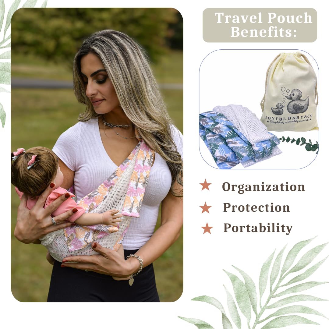 Baby to Toddler Sling Carrier, Toddler Carrier 25-60 lbs – Baby Travel Essential, Adjustable Mesh Sling with Secure Safety Buckle & Comfortable Hip Sling with One Hand Support – Tropical Pink