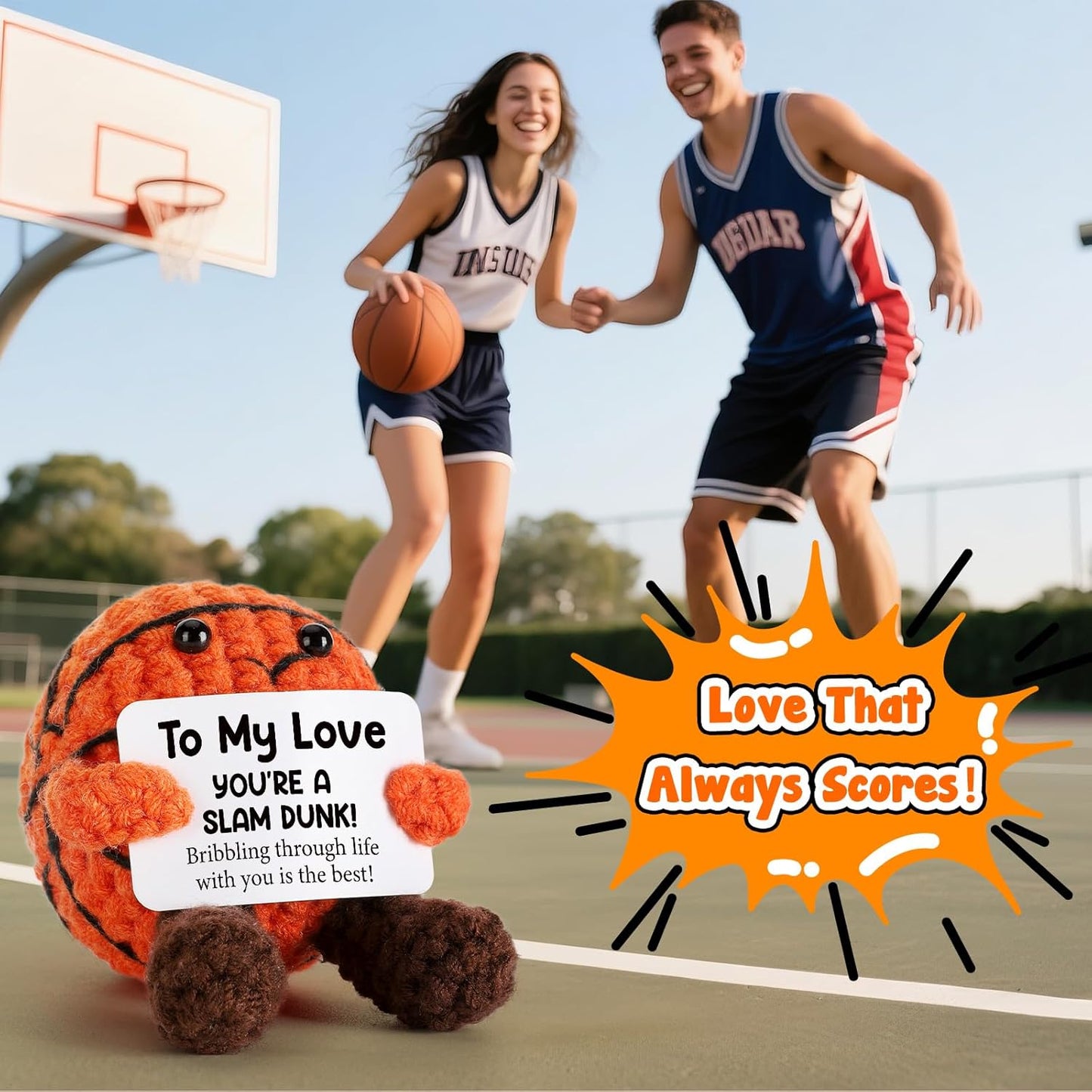 Romantic Gifts for Him Her Boyfriend Girlfriend, to My Love Handmade Crochet Basketball Decor, Birthday Wedding Anniversary Presents for Husband Wife Couple, I Love You Gift for Women Men