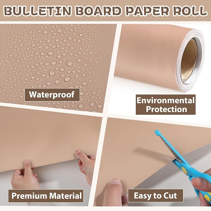 Qyeahkj 17.7in x 20ft Bulletin Board Paper Roll Bulletin Board Background Paper
