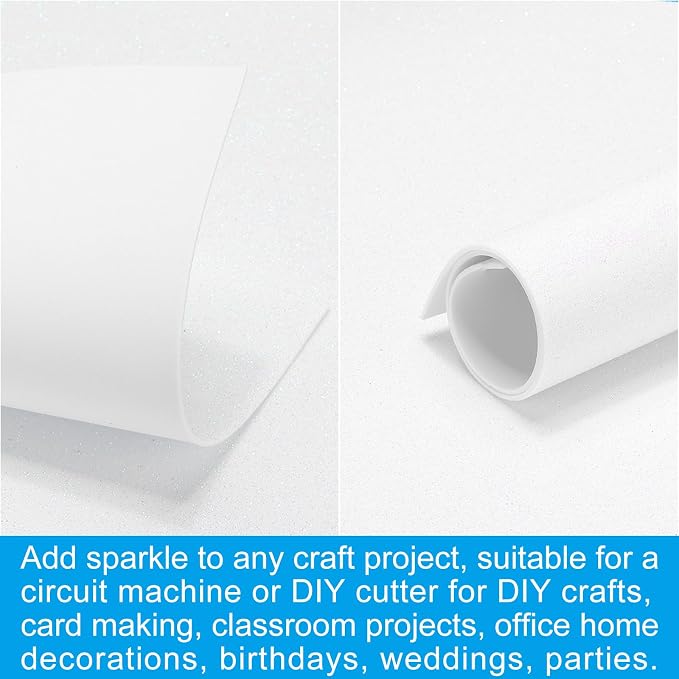 PATIKIL White Shiny EVA Glitter Foam Sheet 11 x 8 Inch 2mm Thick Sparkle EVA
