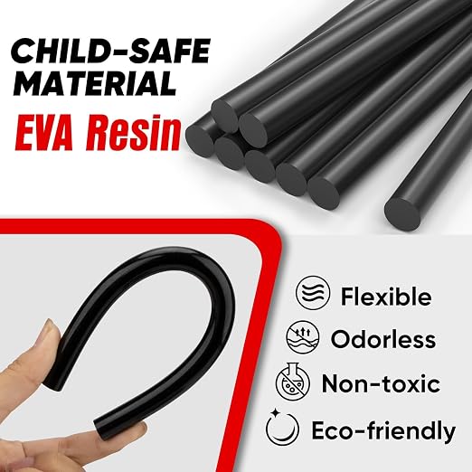 SHALL Full Size Hot Glue Sticks, 0.43” Dia x 8” Long, 100 Pack Black Glue Gun