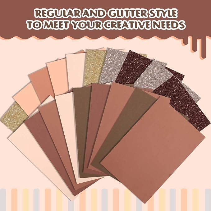 Feifeiya 48 Pack Glitter Foam Sheets Craft, 8 x 12 Inch Assorted Colors