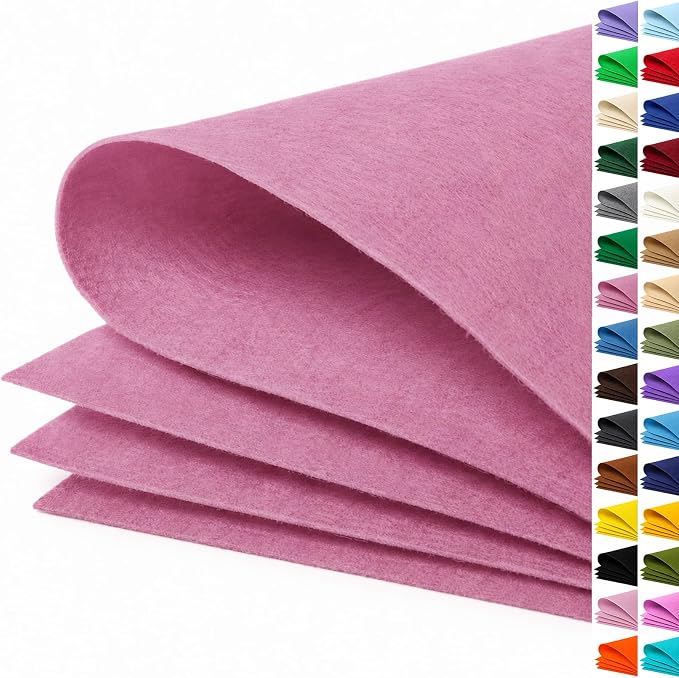 Dusty Pink Large Felt Fabric 36" x 36", 1mm Stiff Felt Sheet, Nonwoven Fabric