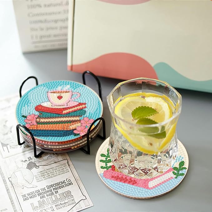 8 Pcs Book Diamond Art Coasters Kit