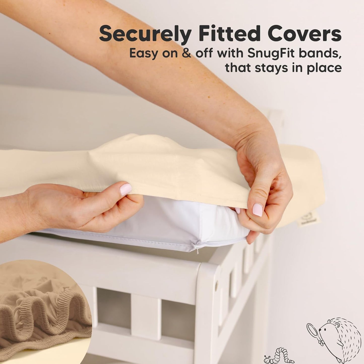 2-Pack Baby Changing Pad Cover for Girl, Boy - 32x16 Soft Viscose Derived from Bamboo Baby Diaper Changing Table Pad Cover Sheets, Neutral, Snug Fit Nursery Diaper Change Sheets (Pecan)
