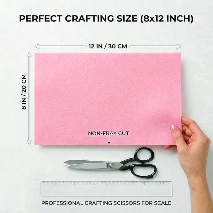 Pink Felt Fabric Sheets Stiff 20 Pcs 8" X 12", 1mm Thick Assorted Color Sewing