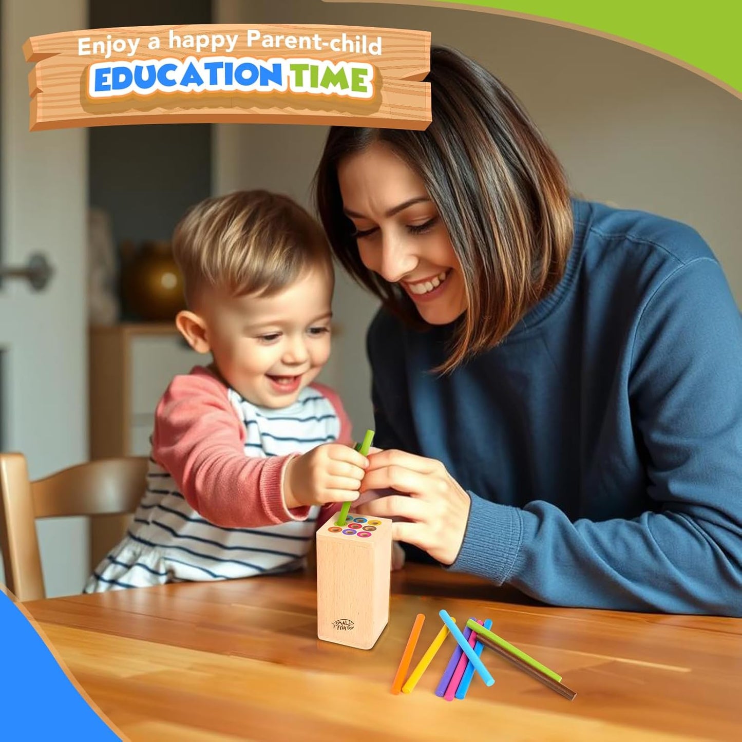 Montessori Toys for 1-3 Year Old: Wooden Learning Fine Motor Skills Toys for Toddlers, Color Sorting Sensory Fidget for Toddlers 1-3, Object Permanence Cause and Effect Boys Small Gifts 12 Month Old