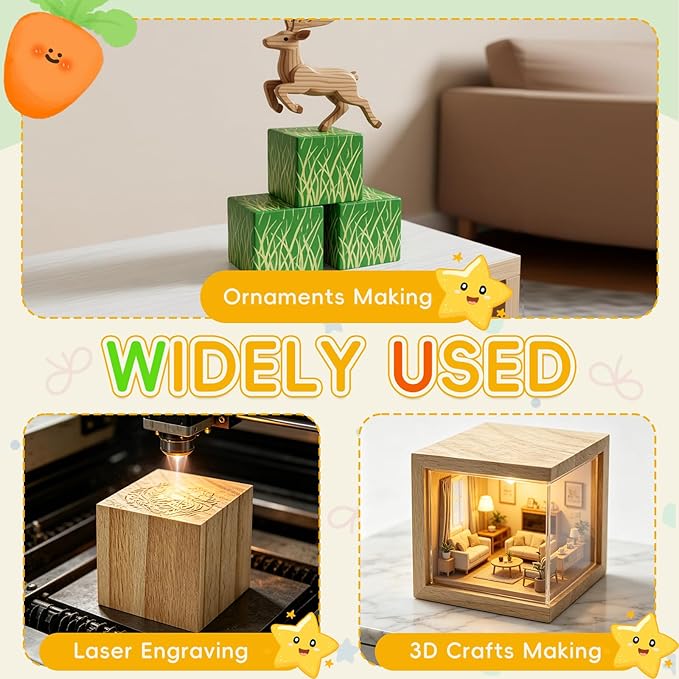 Cheardia 30 Pack 2 Inch Wooden Blocks