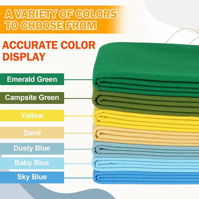 XSEINO Yellow Large Felt Fabric 36" X 36 ", 1.4 mm Thick Soft Felt Fabric Sheet