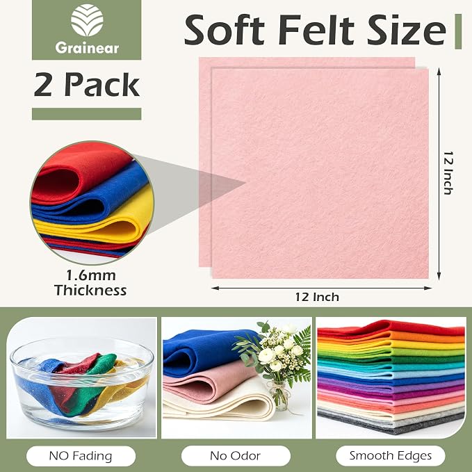 Peach Soft Felt Sheets for Crafts, 1.6mm Thick, Handmade Crafts, DIY Projects