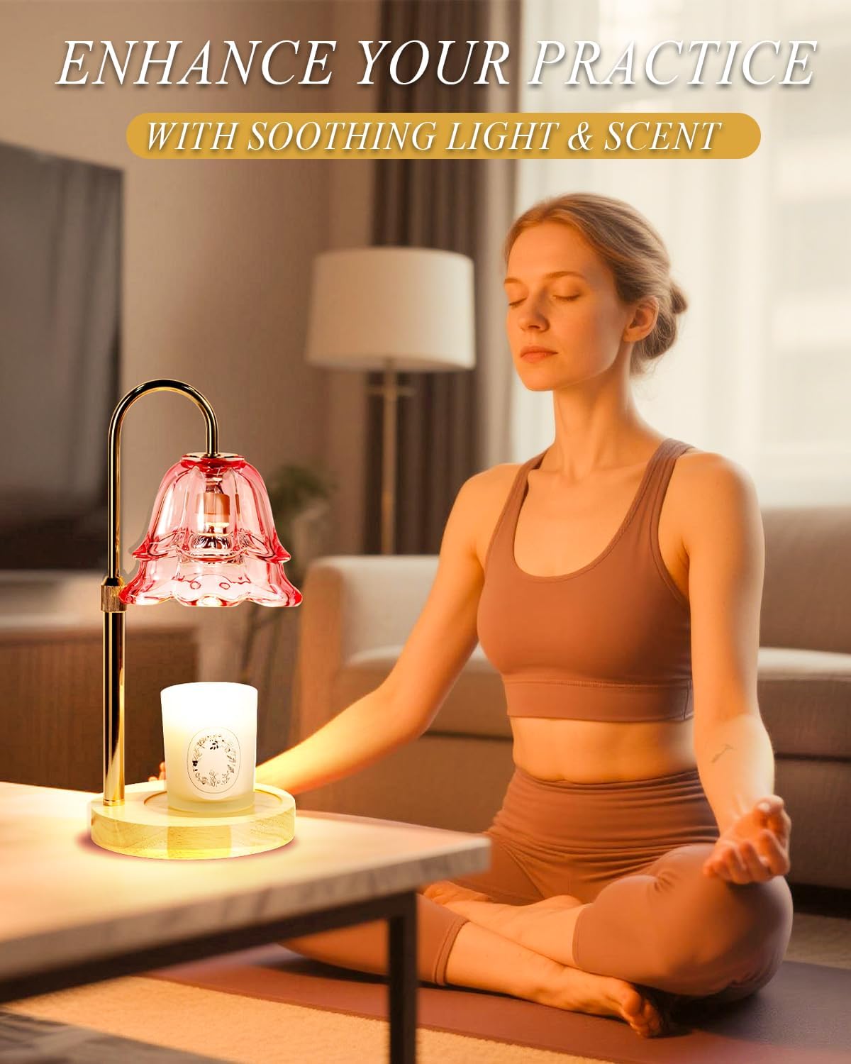 Pink Candle Warmer Lamp with Timer Dimmable, Christmas Birthday Gifts for Women Mom, Flower Candle Lamp with 2 Bulbs for Jar Candles & Scented Wax, Lamp Candle Warmer, House Warming Gift for Bedroom