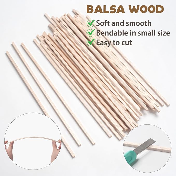Balsa Wood Sticks, Balsa Wood Strips, Square Wooden Dowels