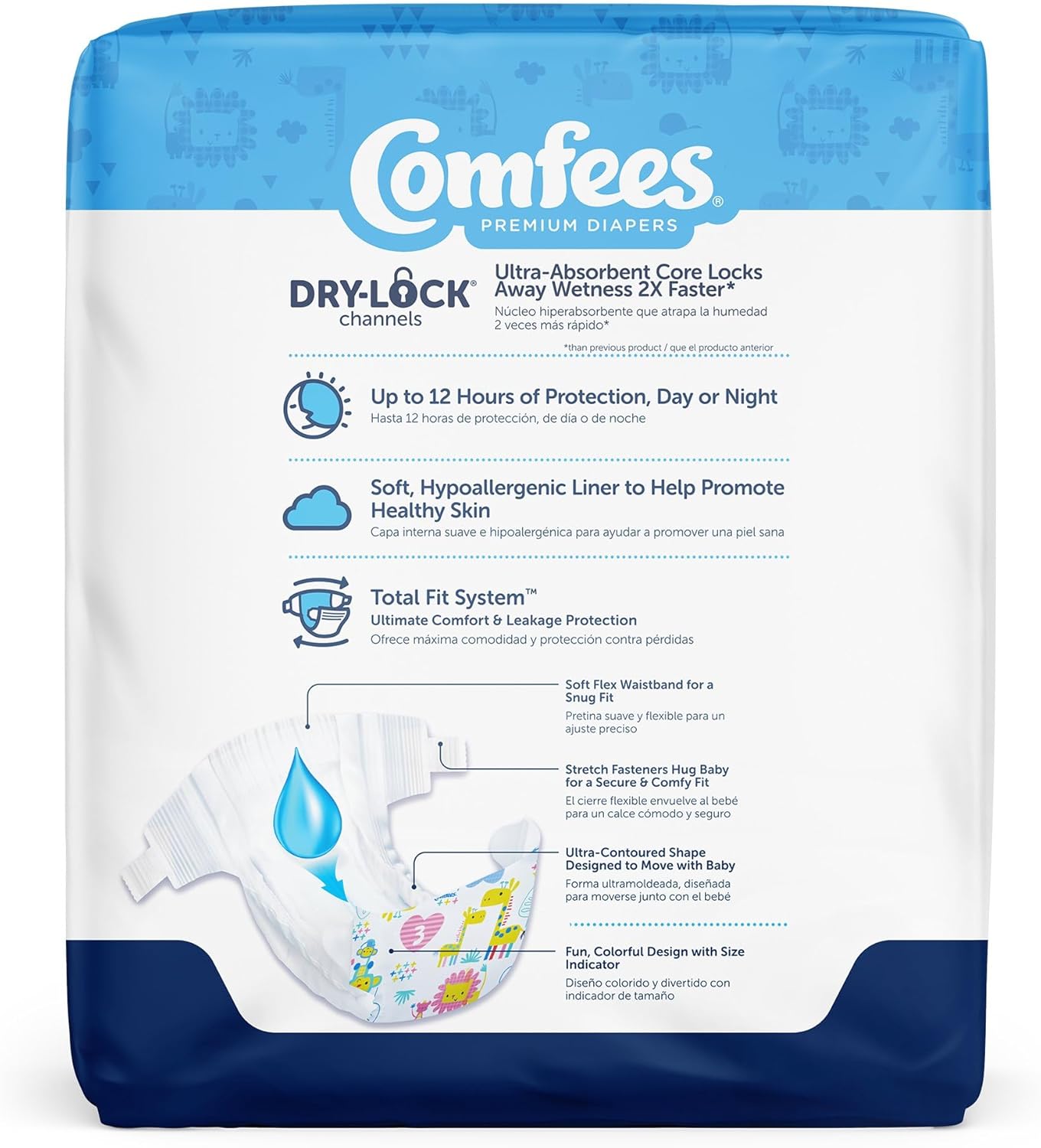 Comfees Premium Baby Diapers with Total Fit System for Boys & Girls, Size 3, 144Count, White (CMF-3)