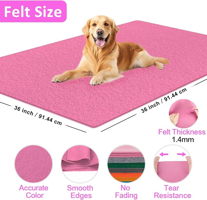 XSEINO Dust Pink Large Felt Fabric 36" X 36 ", 1.4 mm Thick Soft Felt Fabric