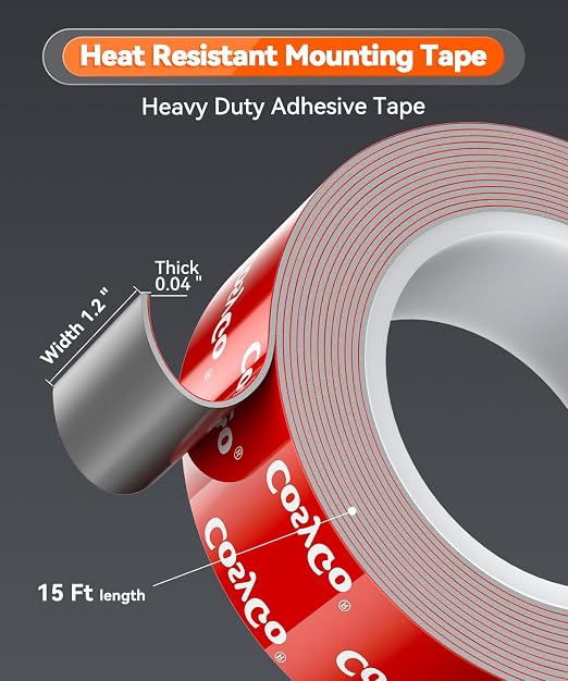 Double Sided Tape Heavy Duty, 15FT Outdoor Heat Resistant Automotive Waterproof