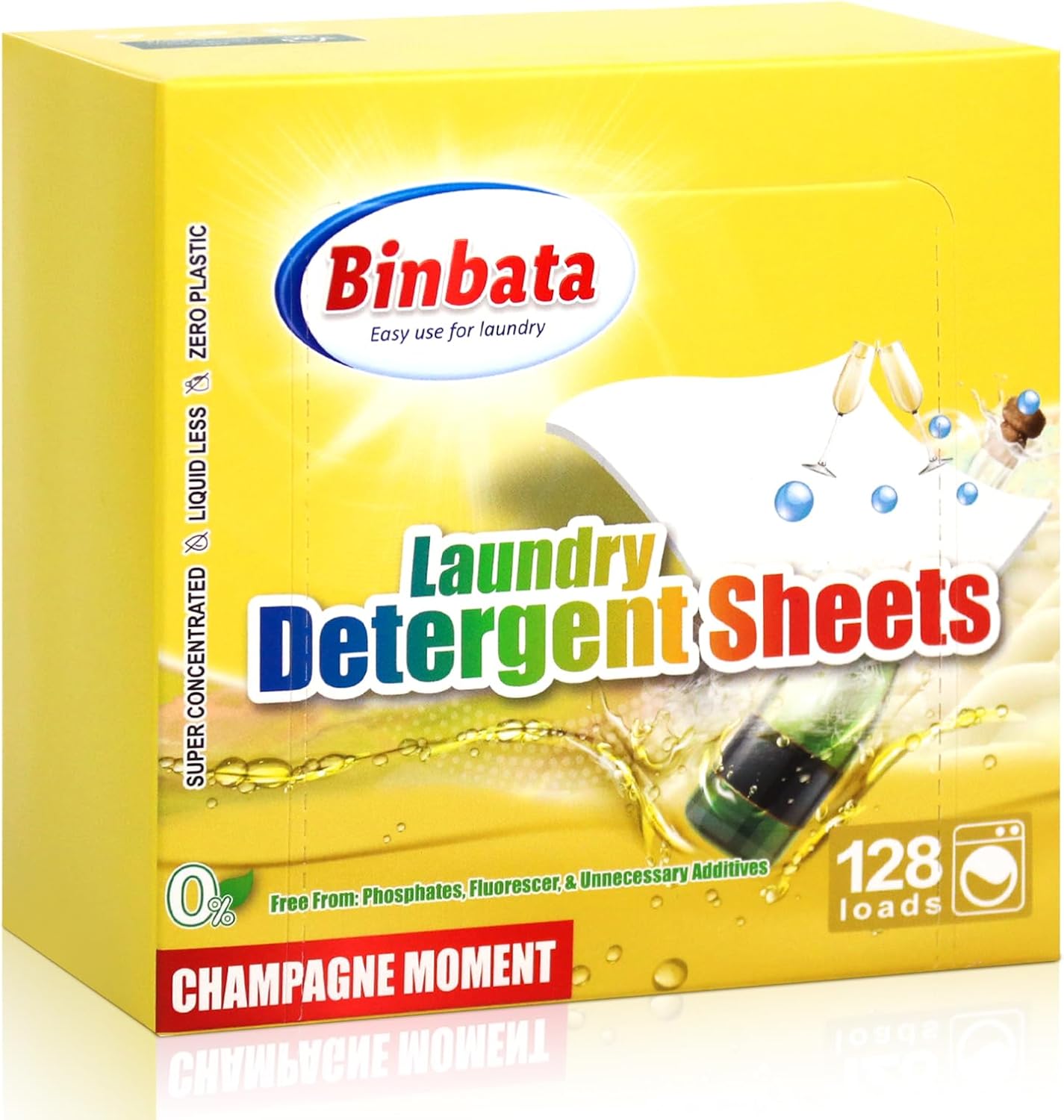 Laundry Detergent Sheets, Up To 128 Loads Champagne Scent Hypoallergenic Eco-Friendly, Biodegradable Plastic Free Liquidless Laundry Sheets Suitable for Sensitive Skin