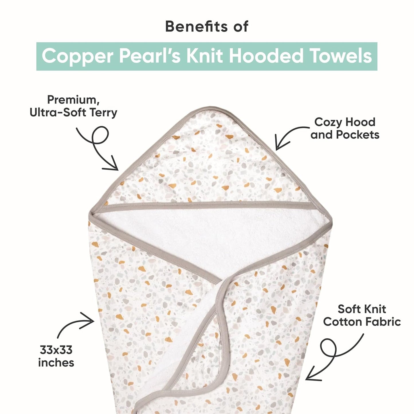 Copper Pearl Hooded Bath Towels Premium Knit/Terry Cloth Baby Towels with Hood, Pockets, and Cool Designs - Great to Gift and Make Bath Time Fun - Baby Bath Towel, Autumn