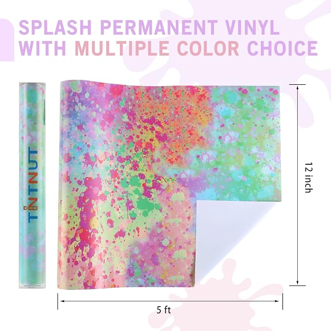 Tintnut Splash Permanent Vinyl Roll 12in x 5ft Pastel Color Adhesive Vinyl |