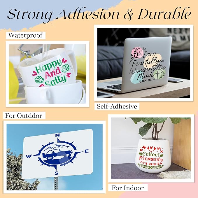 VINYL FROG Permanent Adhesive Vinyl Bundle 20 Pack Glossy Permanent Vinyl