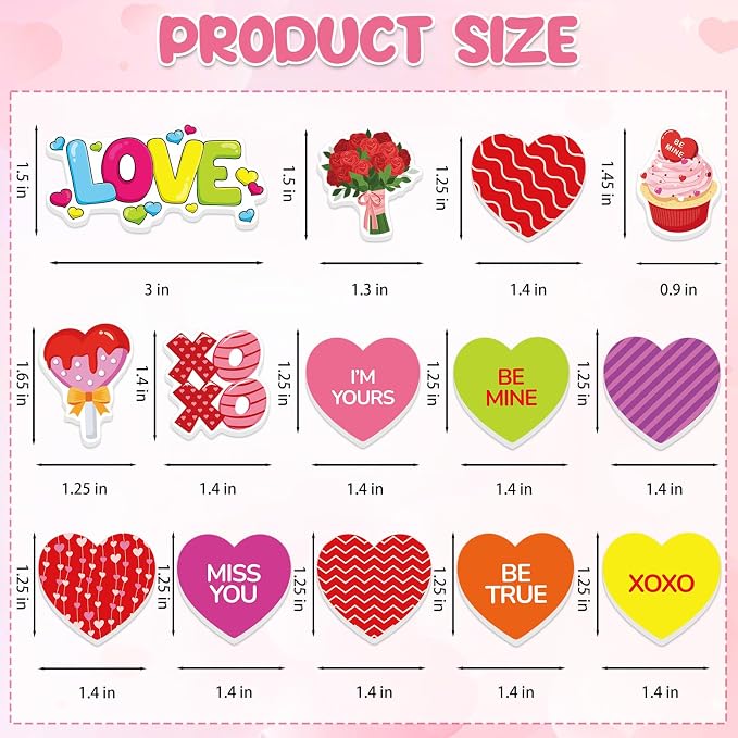 300Pcs Valentine's Day Foam Stickers, Self-Adhesive Heart Foam Stickers