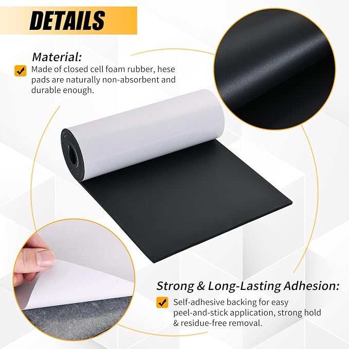 1/4" T x 12''W x 59''L Neoprene Foam Rubber Sheet