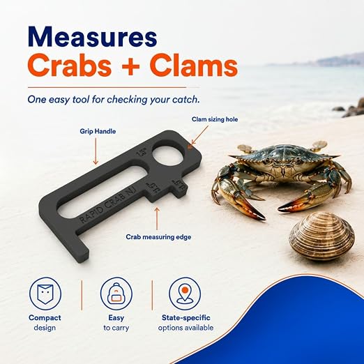 Crab Measurement Tool for Crabs and Clams | New Jersey Regulation 3.5" Soft