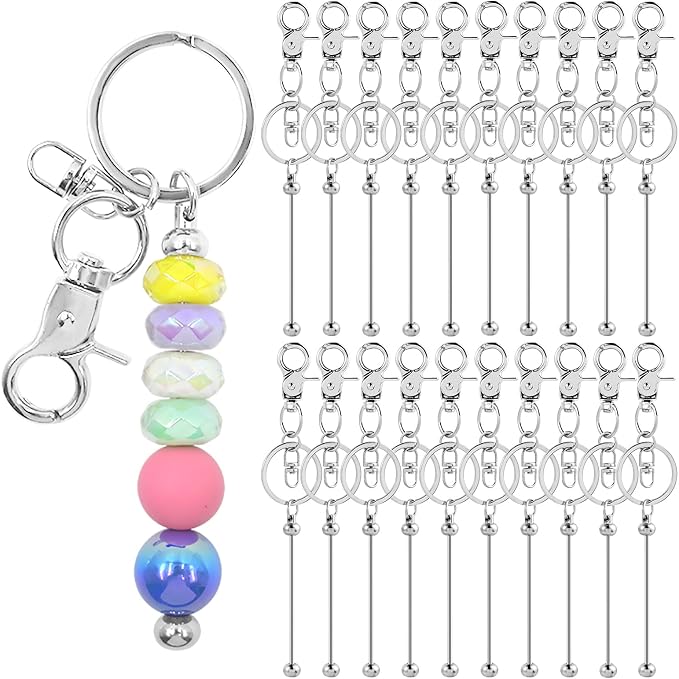 40 Pcs Beadable Keychains Bulk Kit – DIY Keychain Making Supplies
