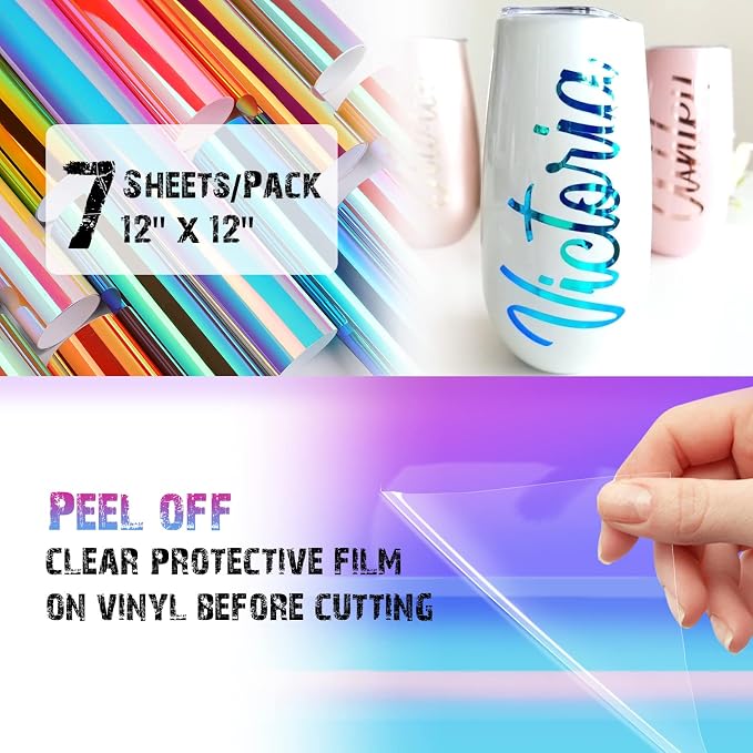 TECKWRAP Holographic Opal Craft Vinyl 12" x 12" 7 Sheets/Pack