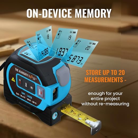 The Almighty Ruler Laser Tape Measure | Laser Distance Measurer, Heavy-Duty Tool