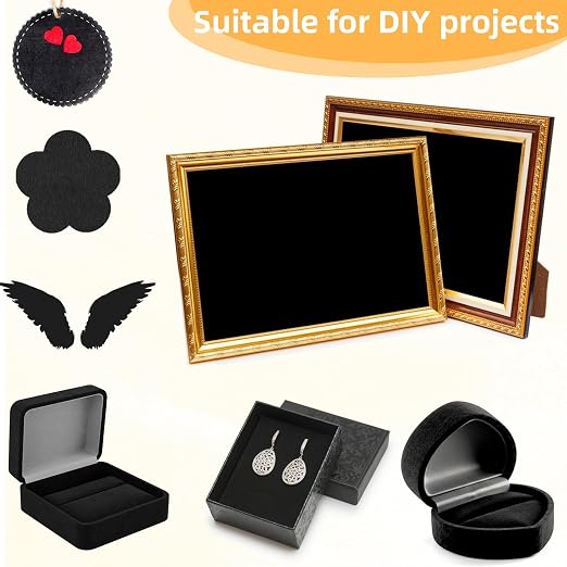 8 Pack Self Adhesive Felt Sheets, 8.27"x11.8" Black Sticky Back Felt Fabric