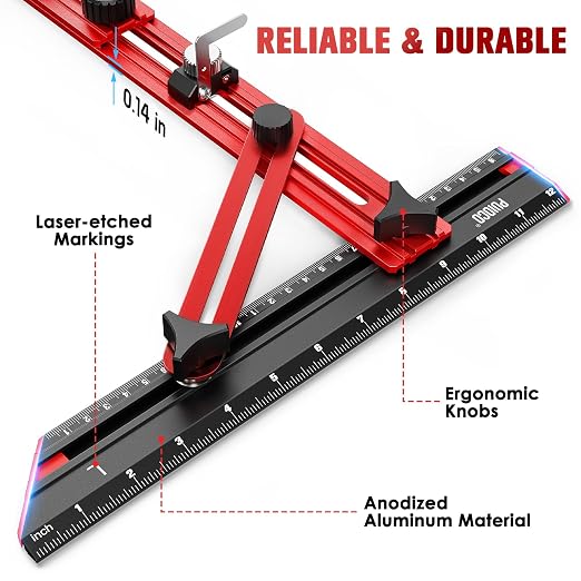 Stair Tread Template Tool with Triangular Brace and Edge Flip Stops | Stair