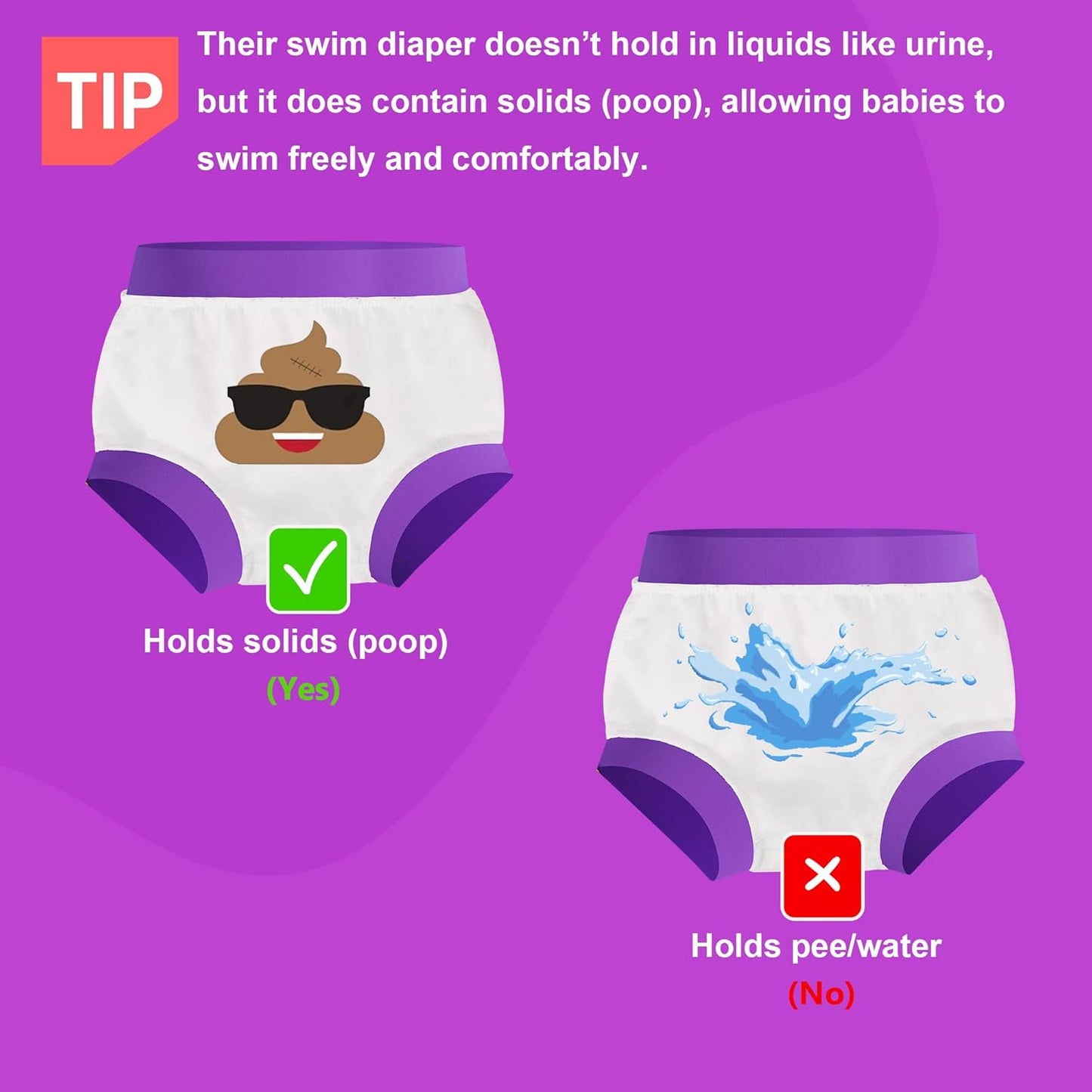 BIG ELEPHANT Baby Swim Diapers 3/6 Pack – Reusable Waterproof Diapers, Soft Breathable Swimwear for Boys and Girls