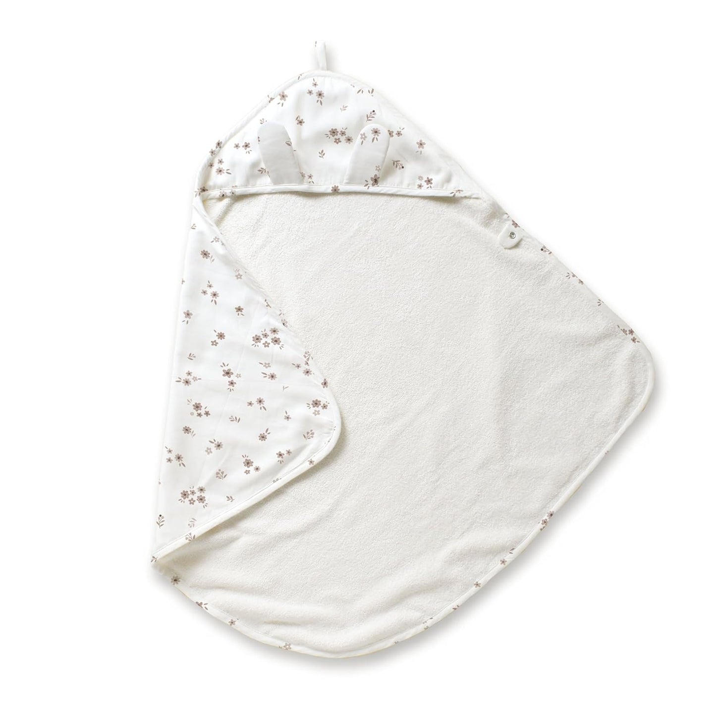 MakeMake Organics Organic Cotton Hooded Towel Baby Toddler GOTS Certified Organic Cotton Beach Poncho Towel Large Absorbent Non Toxic Neutral (Bloom, Diagonally 35"x35")