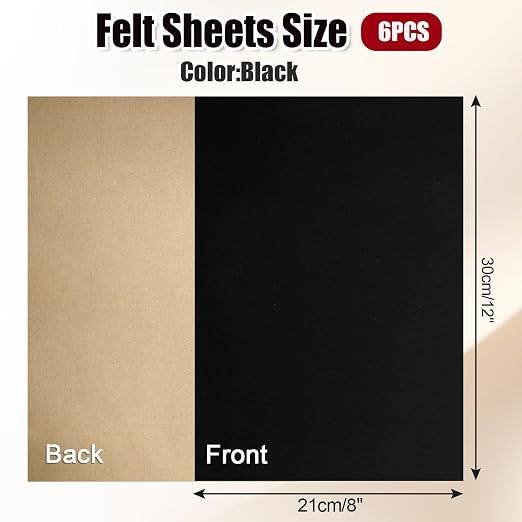 Biaungdo Black Self Adhesive Felt Sheets, 8 x 12 Inch, Felts Fabric