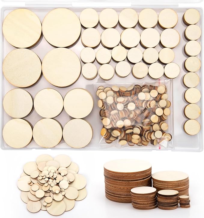 450 Pieces Unfinished Wood Circles