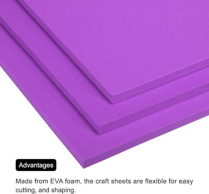 MECCANIXITY EVA Foam Sheets Purple 9.8 Inch x 9.8 Inch 10mm Thick Crafts Foam