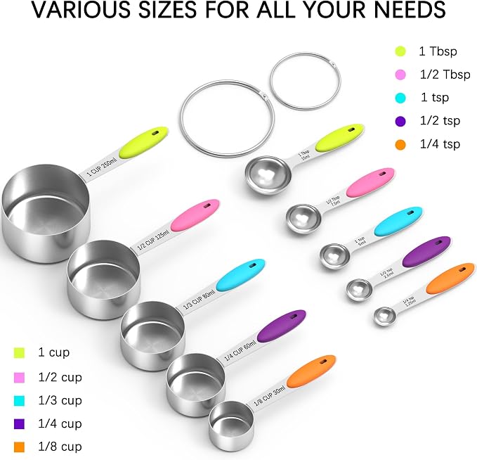 TILUCK Nesting Measuring Cups and Spoons Set, Stainless Steel