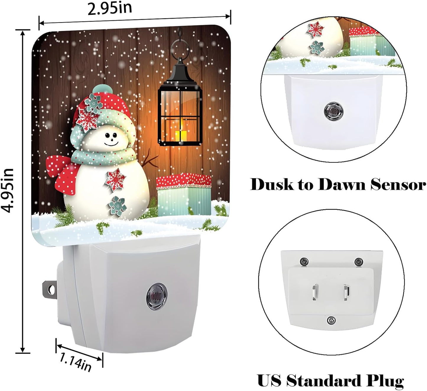 Cute Snowman Night Light,Plug-in Night Lights with Dusk to Dawn Sensor for Stairway,Hallway,Bedroom Sleep Friendly Ideal for Women/Girls/Boys Gift,0.5w