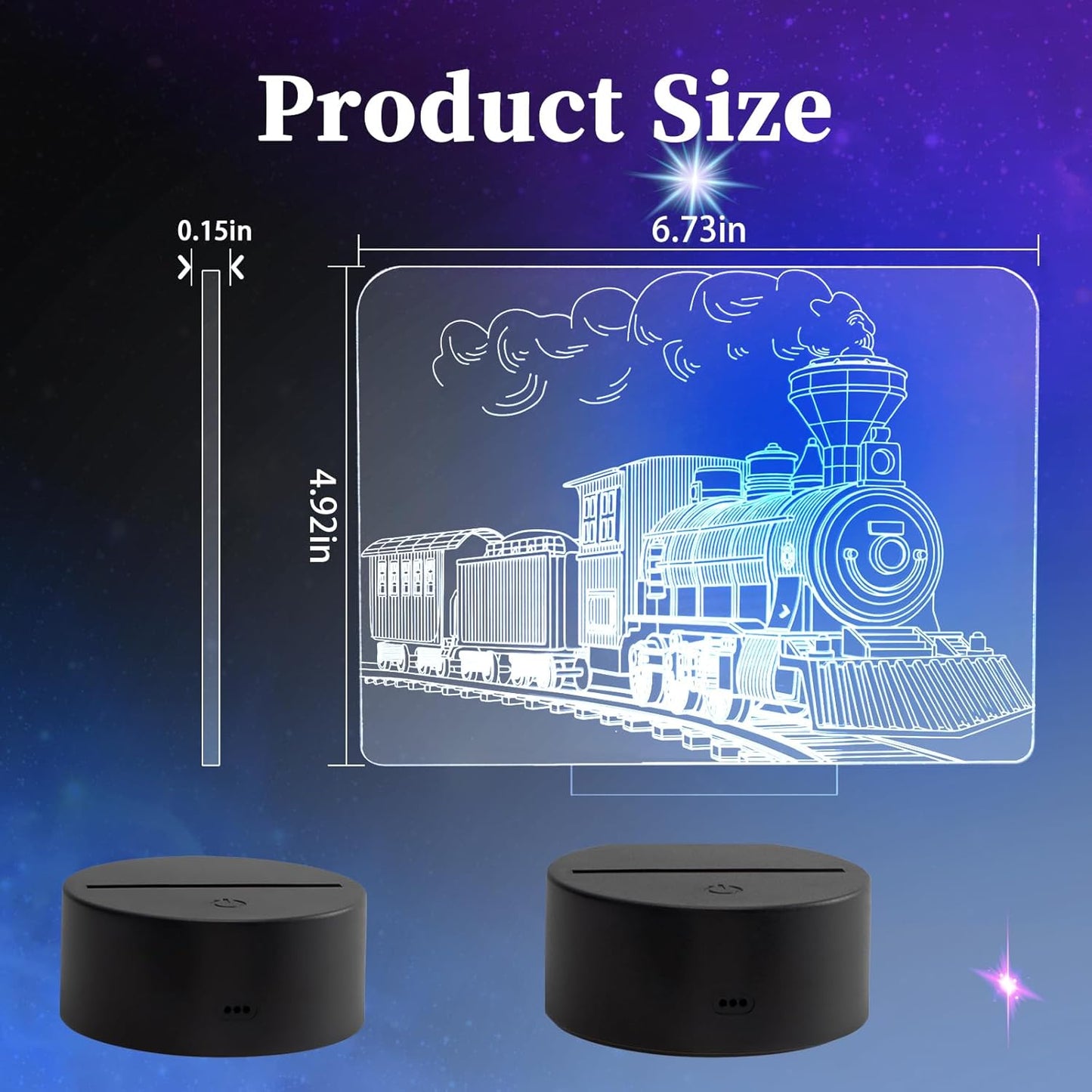 Train Night Light, 3D LED Night Lamp for Boys - Trains Themed Bedroom Lamps, Optical Illusion Lamp with Remote Control, Perfect for Kids' Room Décor, Cool Gifts for Trains Lovers(Steam Train 2)