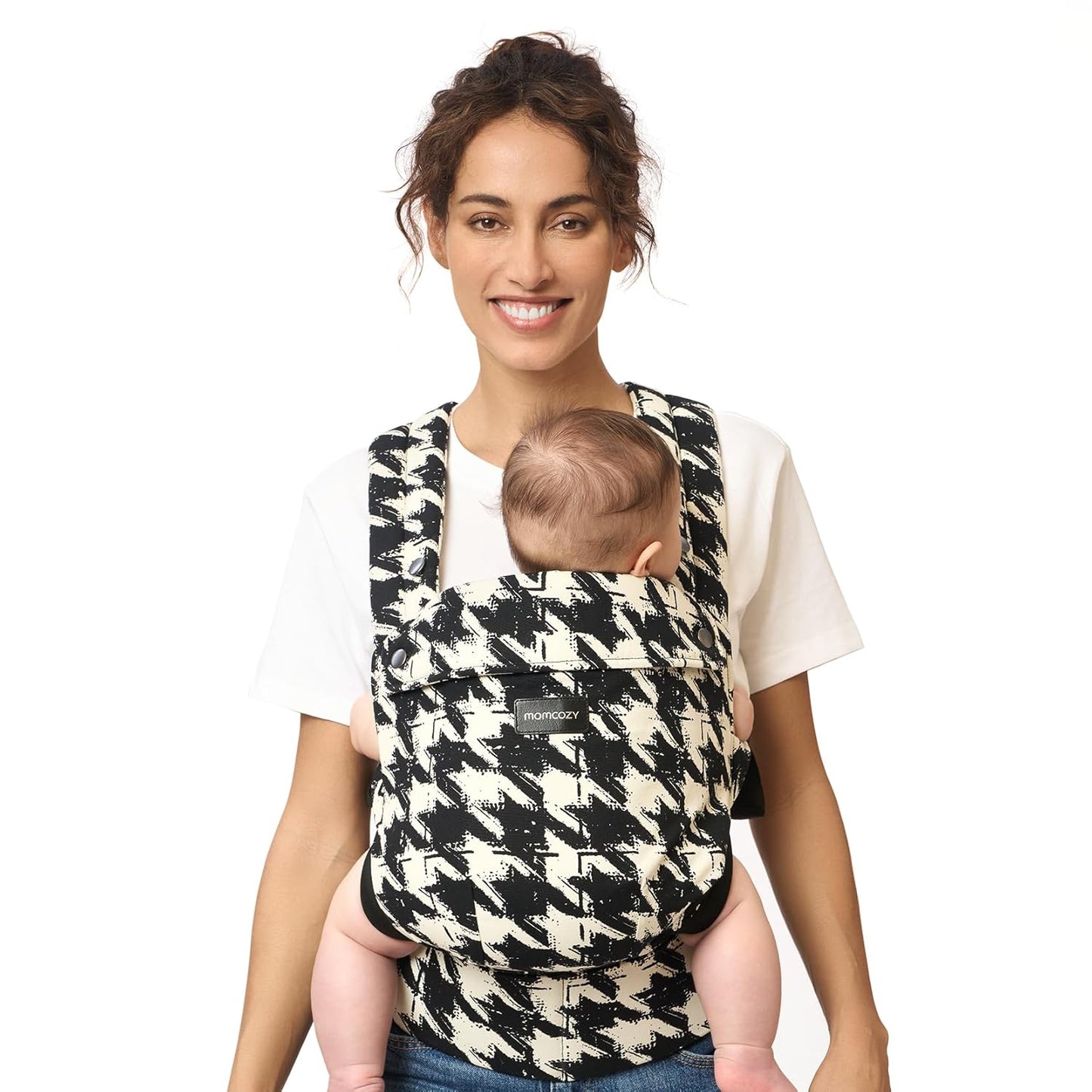 Momcozy Baby Carrier - Ergonomic, Cozy and Lightweight Carrier for 7-44lbs, Effortless to Put On, Ideal for Hands-Free Parenting, Enhanced Lumbar Support, Houndstooth