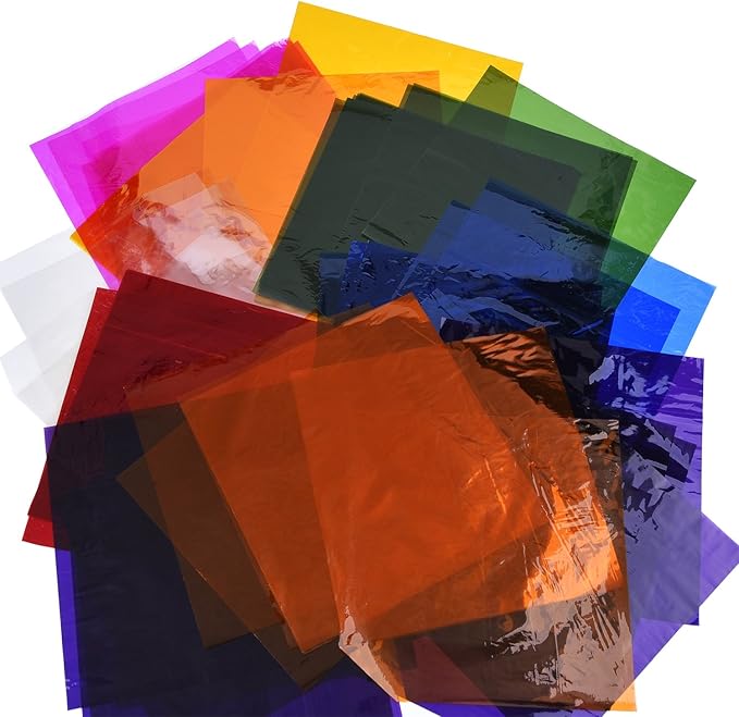 Outus 104 Pcs Colored Cellophane Sheets Cellophane Wrapping Paper