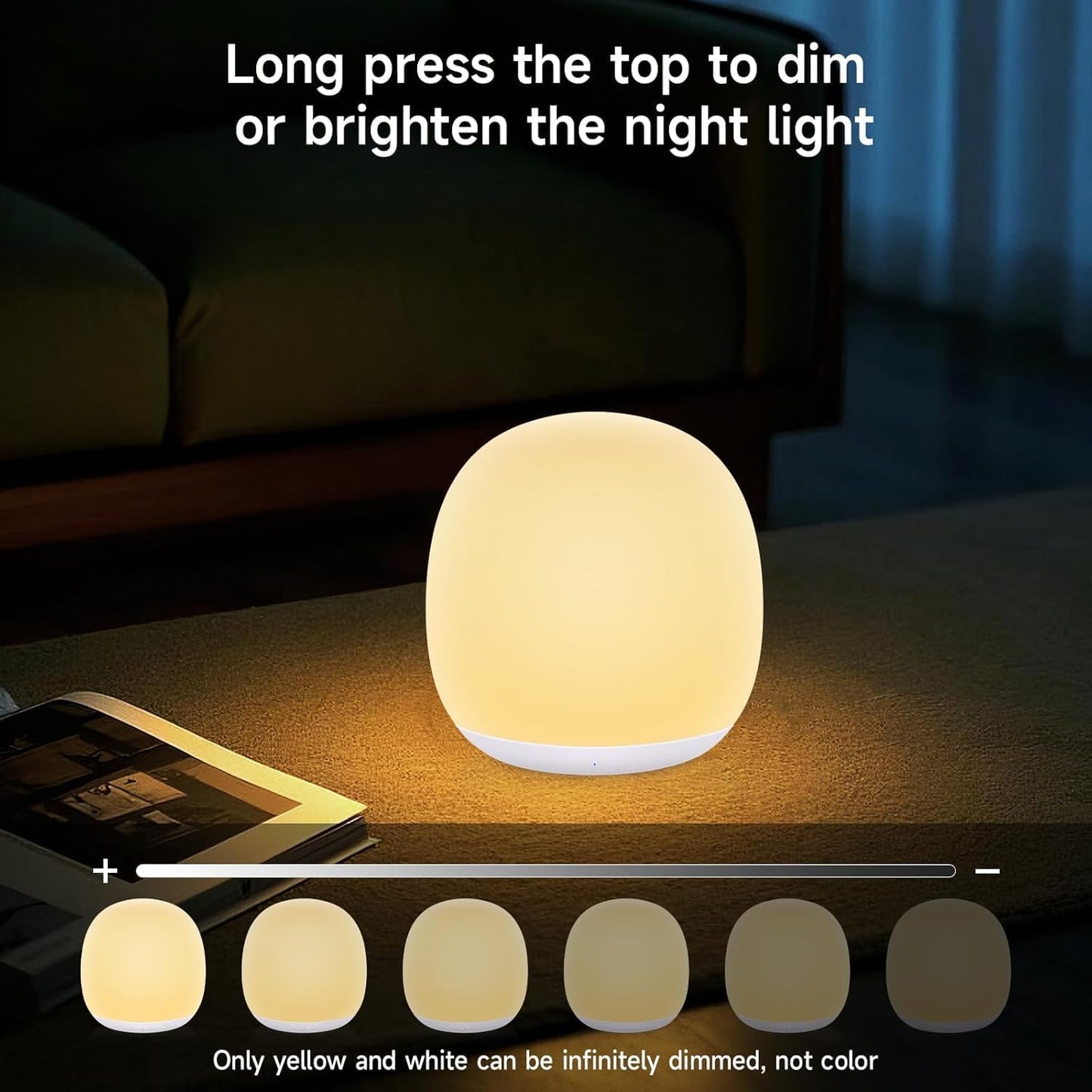 Night Light for Kids, Night Light for Baby Nursery, Color Changing&Dimmable Touch Control Egg Lamp Portable, Toddler Nightlight Silicone Lamp with Timer for Bedside, Camping, Easter (Green)