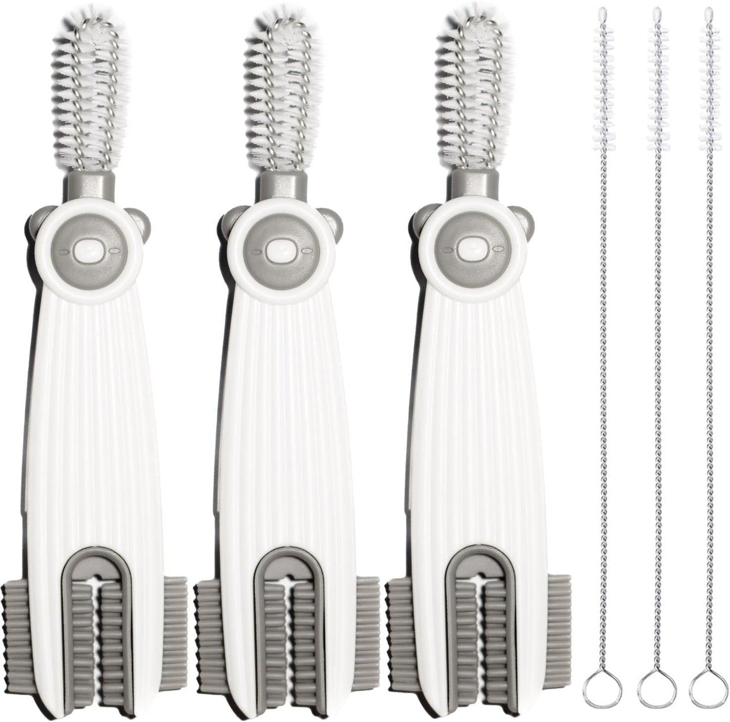 3 in 1 Cup Lid Gap Cleaning Brush Set with 3 Straw Cleaner Brush, Multifunctional Cup Cover Cleaning Brush, Small Cleaning Brushes for Nipple, Water Bottle Lid, Home Kitchen Cleaning Tools, Pack of 3