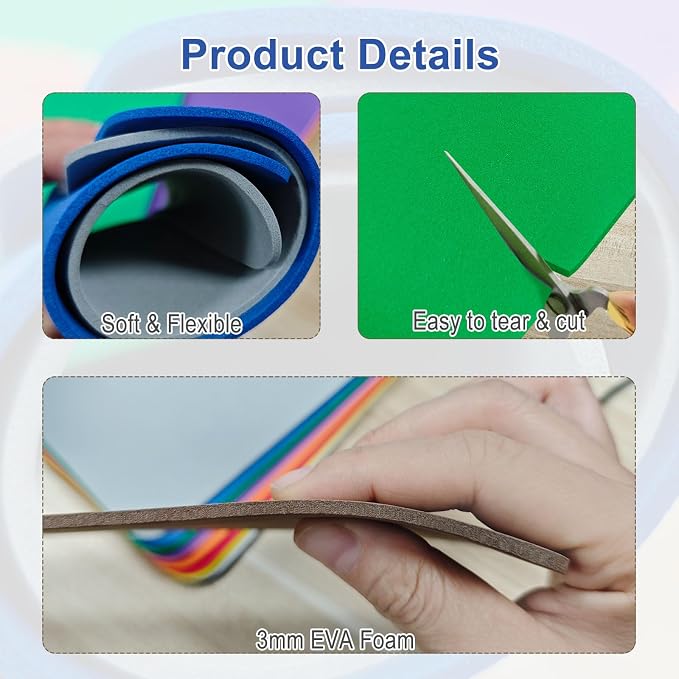 24Pcs 3mm 3D EVA Foams Embroidery: 5.92x9in Embroidery Foam