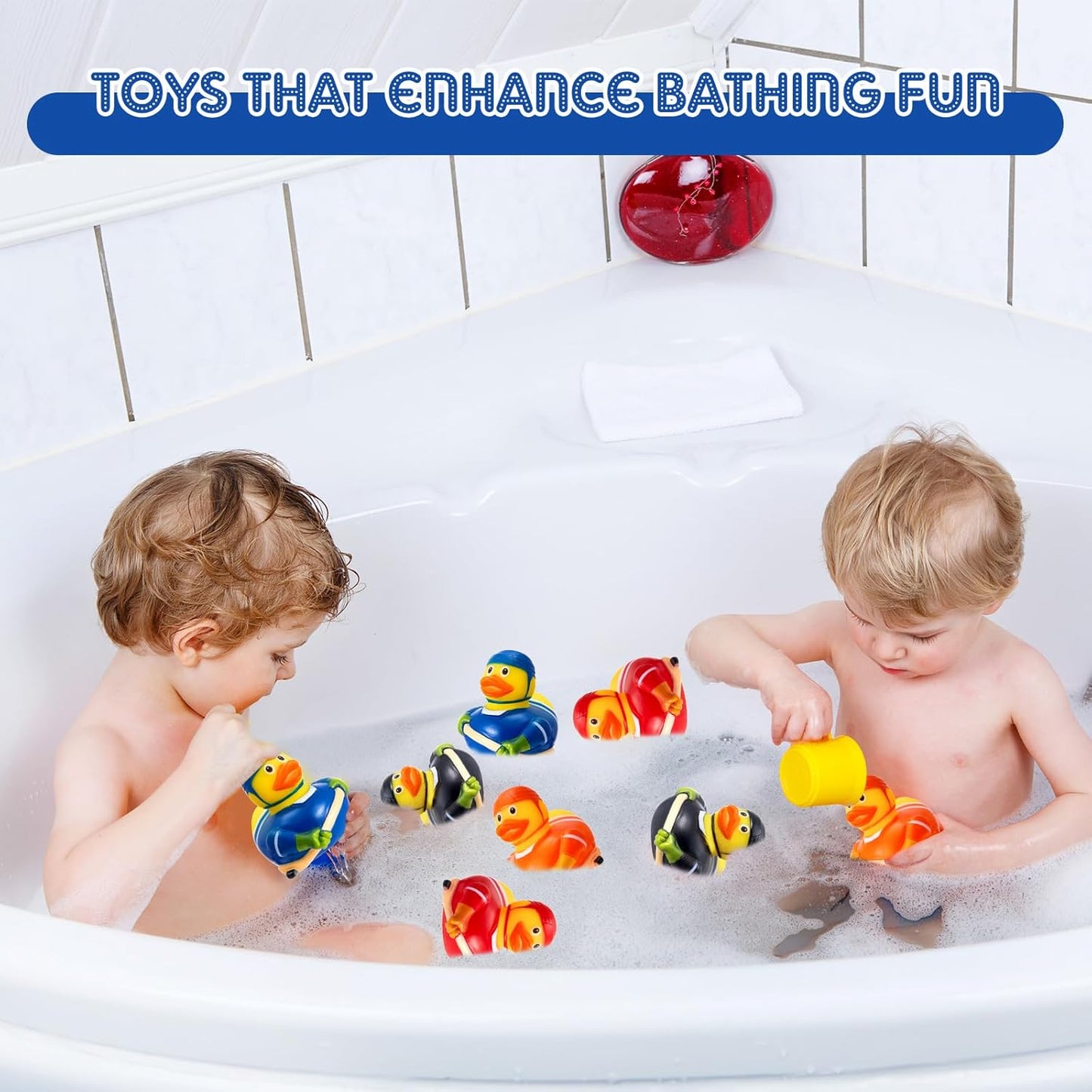 Deekin 24 Pcs Rubber Duck 2 Inch Bulk Sport Party Favors for Birthday Party Decorations Club Player Gift (Hockey Player)