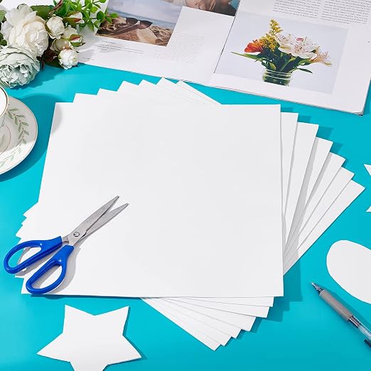 BENECREAT 10 Sheet 12x12inch Double Sided Adhesive Foam Sheets, 1mm Thick White